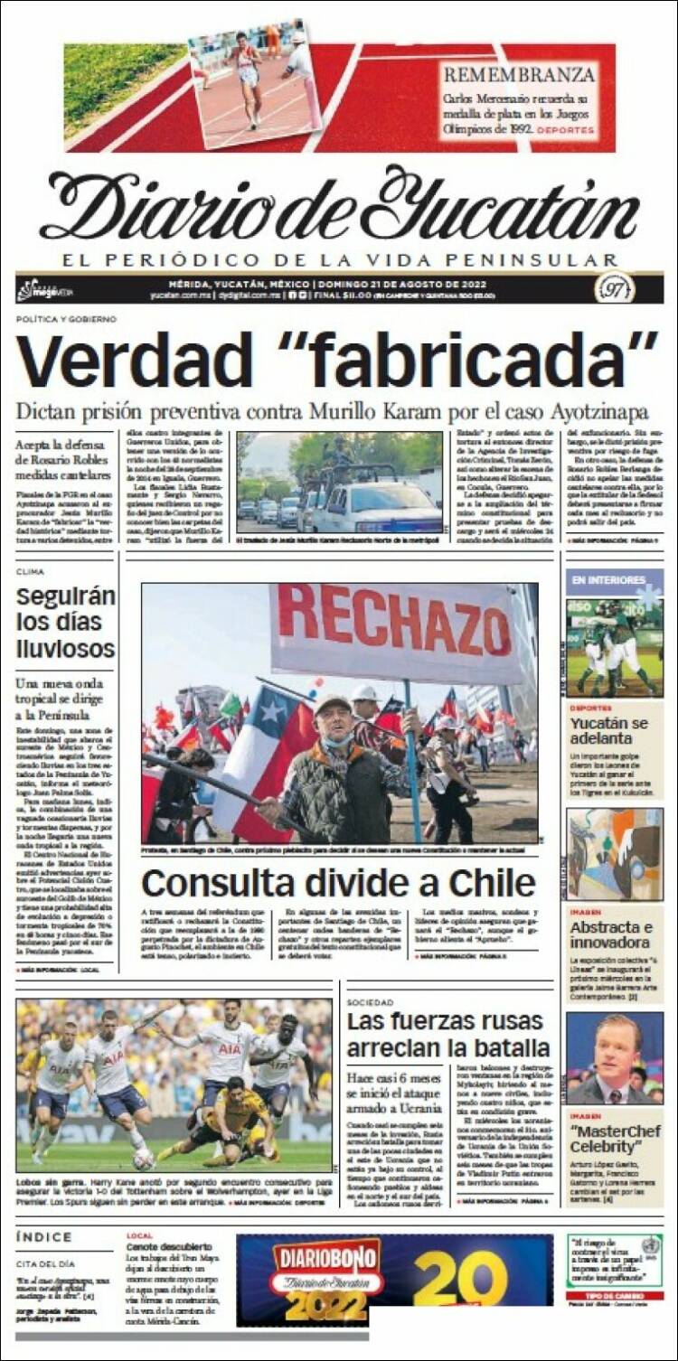 Portada de Diario de Yucatán (México)