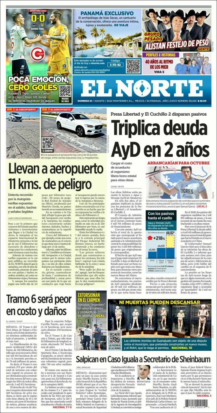 Portada de El Norte (México)