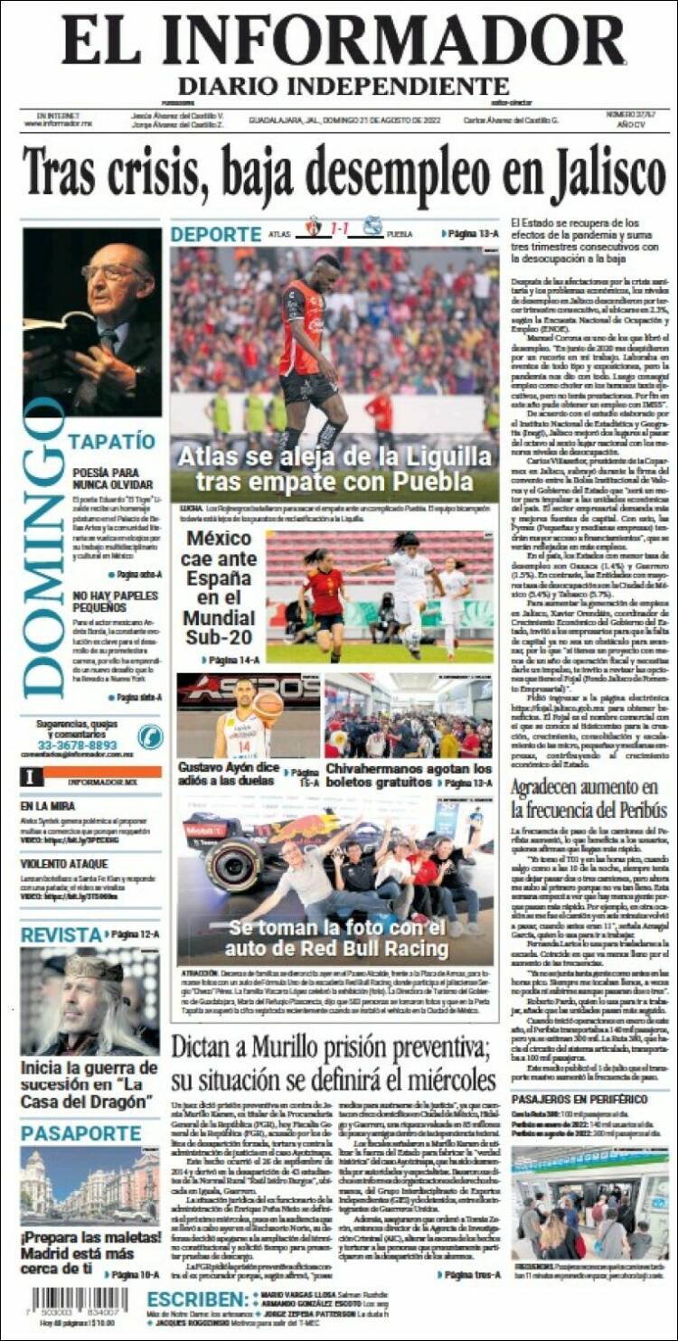 Portada de El Informador (México)