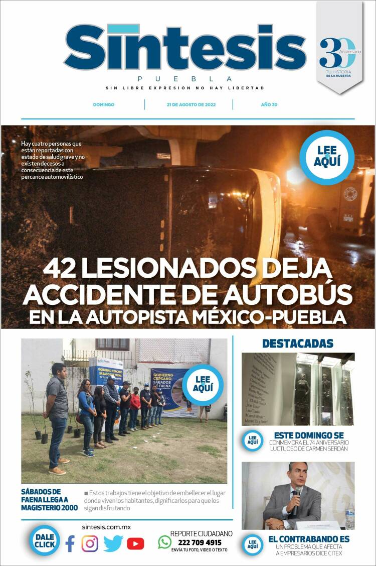 Portada de Síntesis - Puebla (México)