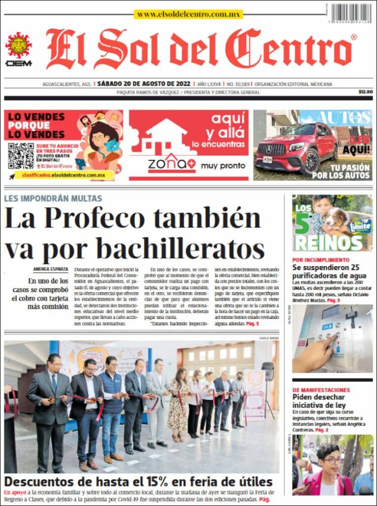Portada de El Sol del Centro (México)