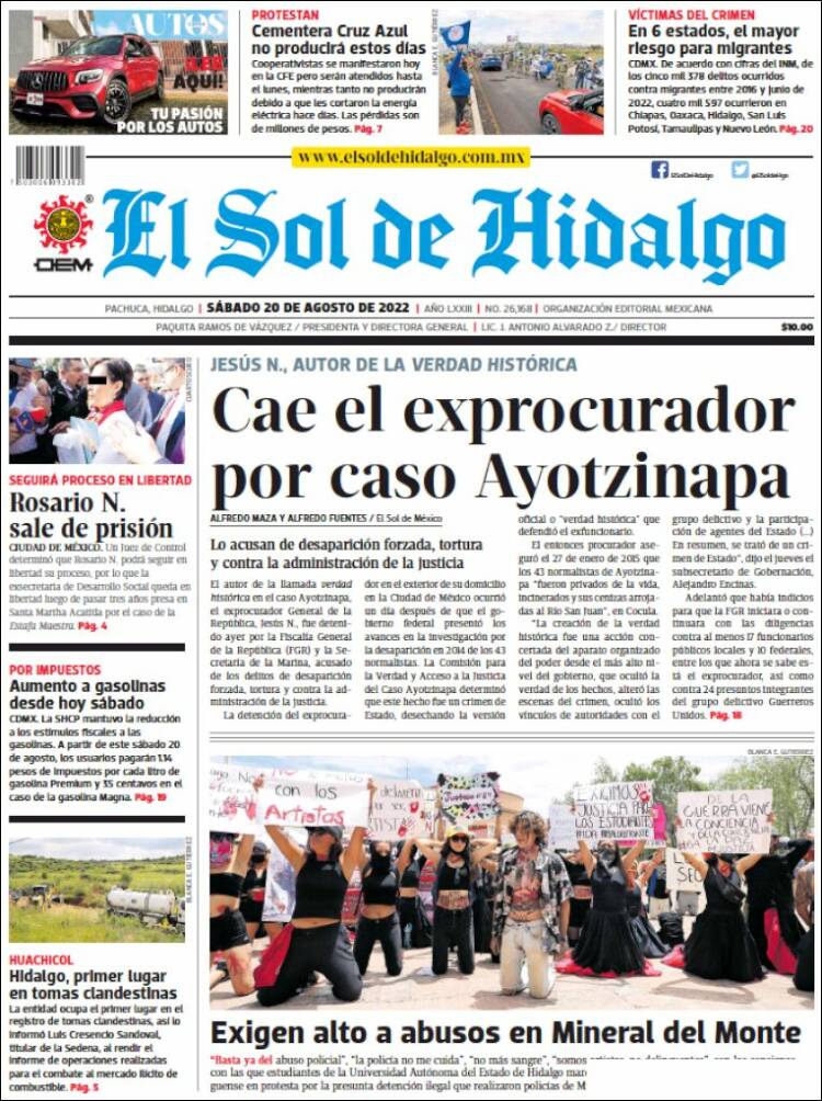 Portada de El Sol de Hidalgo (México)