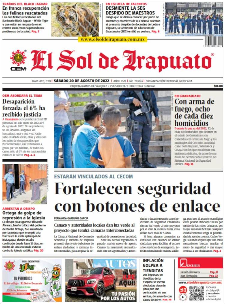 Portada de El Sol de Irapuato (México)
