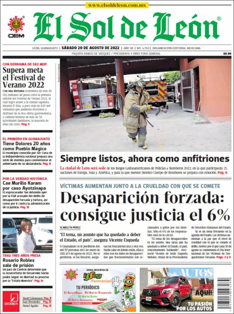 Portada de El Sol de León (México)