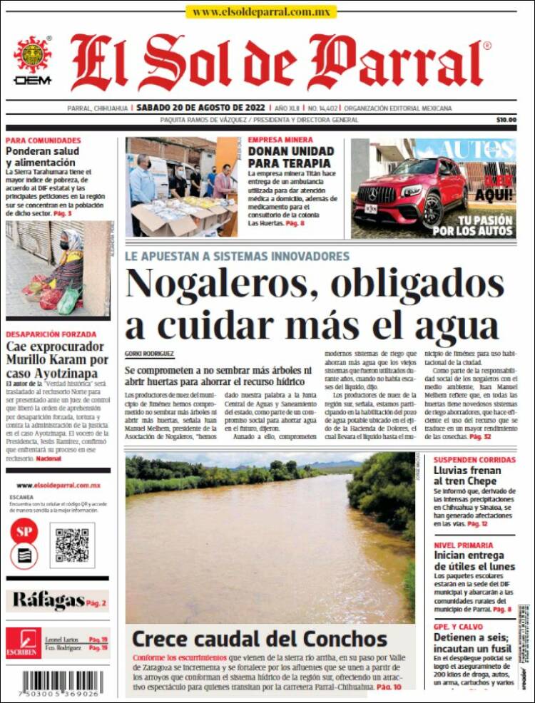 Portada de El Sol de Parral (México)