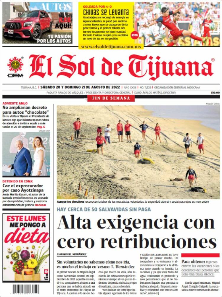 Portada de El Sol de Tijuana (México)