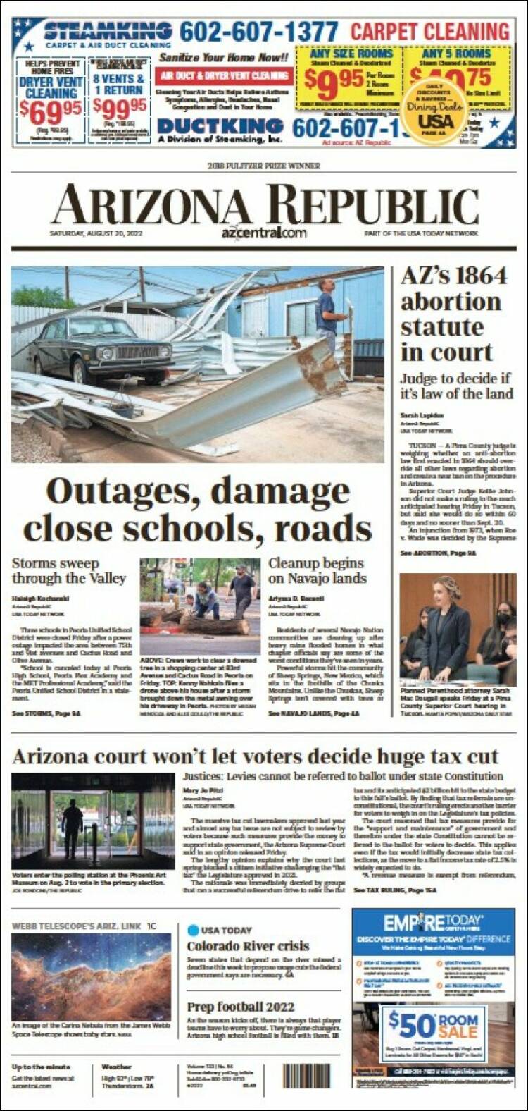 Portada de Arizona Republic News (USA)
