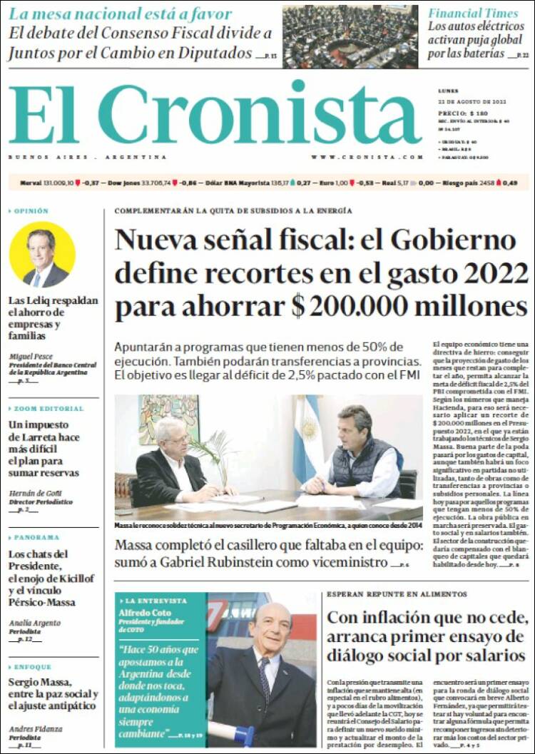 Portada de El Cronista Comercial (Argentina)