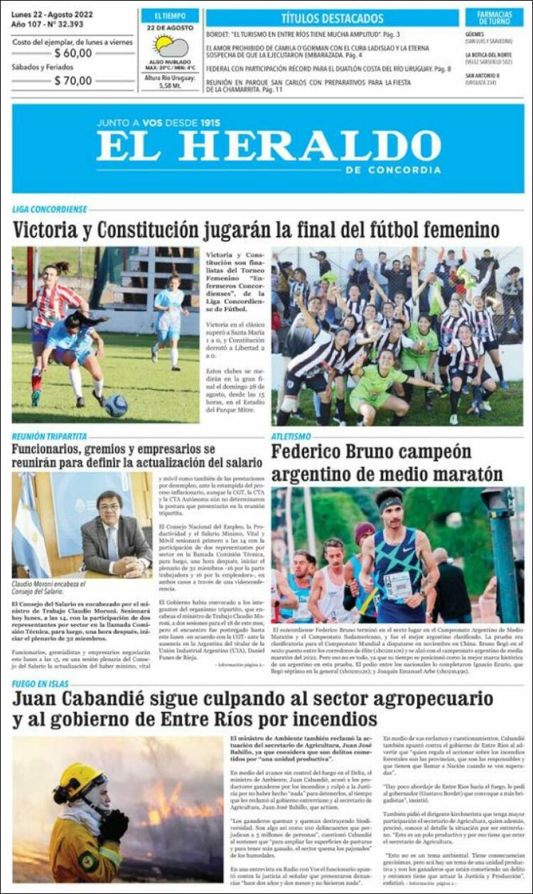 Portada de El Heraldo de Concordia (Argentina)