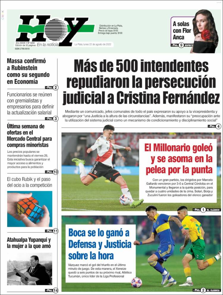 Portada de Diario Hoy (Argentina)