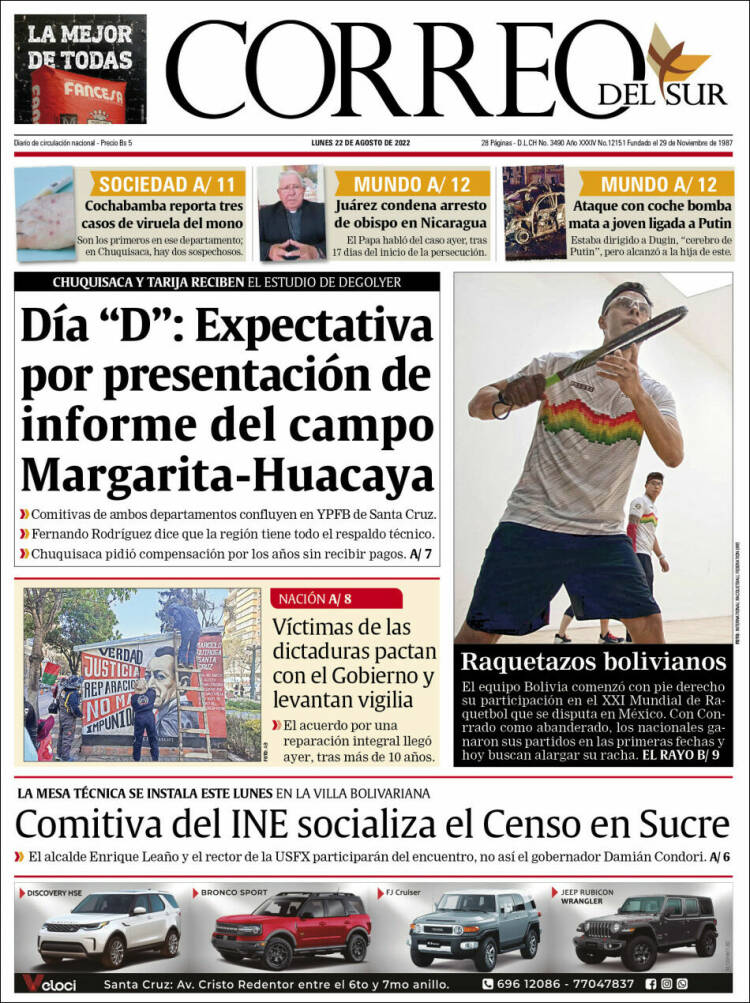 Portada de Correo Sur (Bolivia)