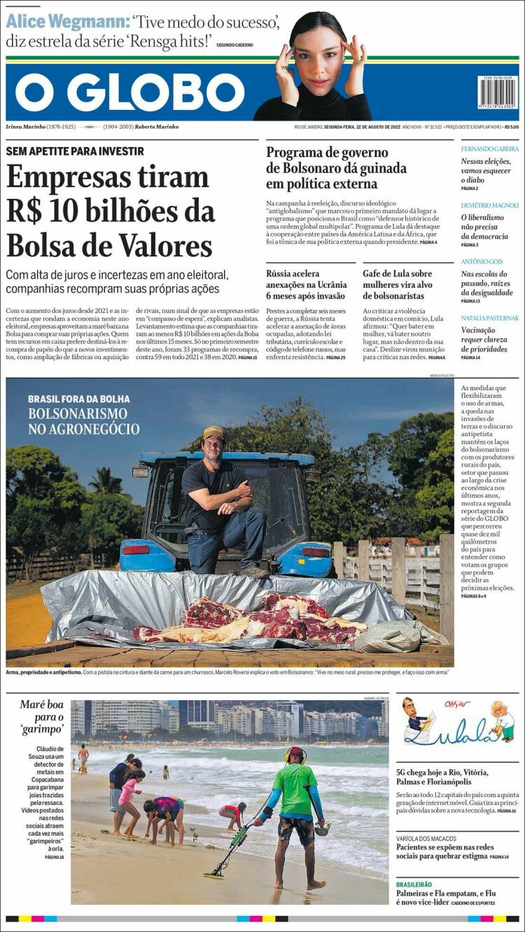 Portada de O Globo (Brasil)