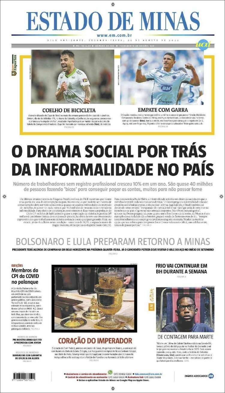 Portada de Jornal Estado de Minas (Brasil)
