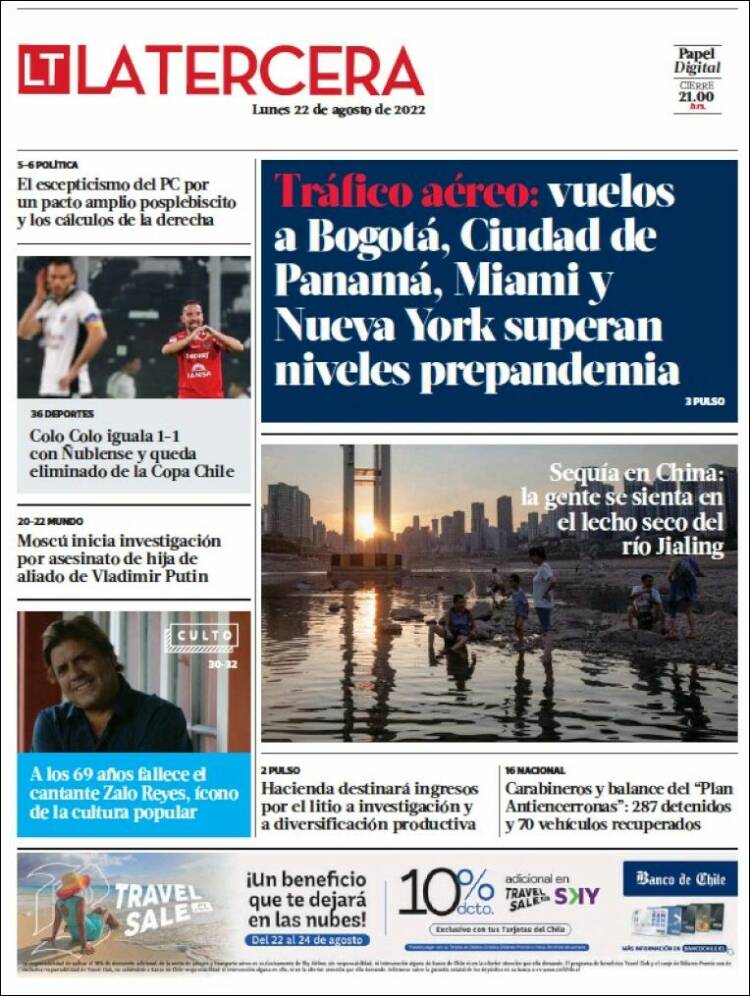 Portada de La Tercera (Chile)