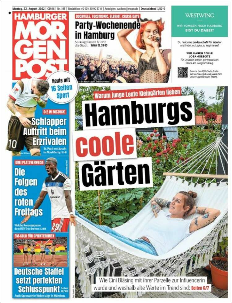 Portada de Hamburger Morgenpost  (Alemania)