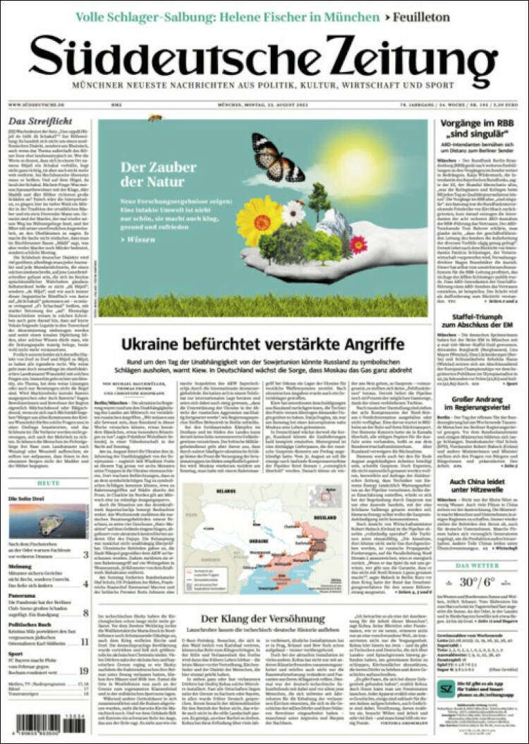 Portada de Sueddeutsche (Alemania)