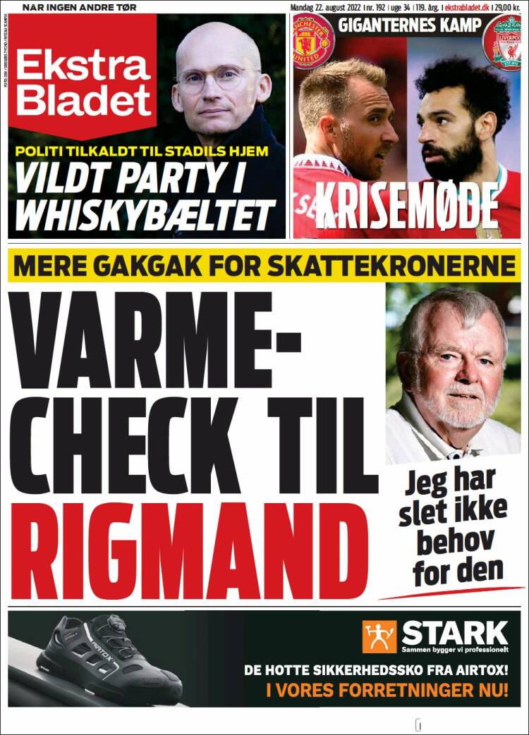 Portada de Ekstra Bladet (Dinamarca)