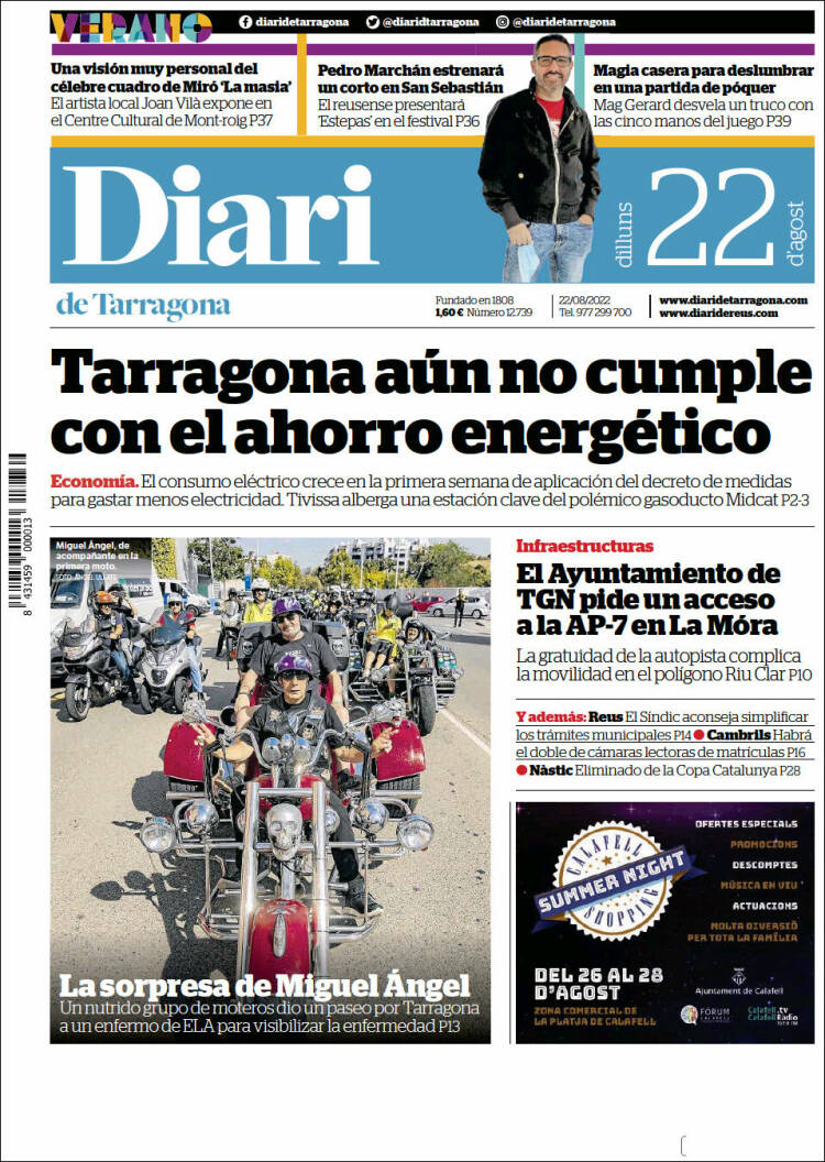 Portada de Diari de Tarragona (España)
