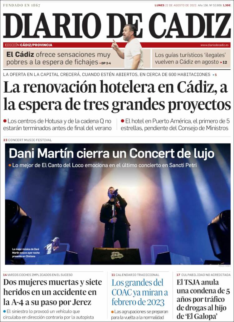Portada de Diario de Cádiz (España)