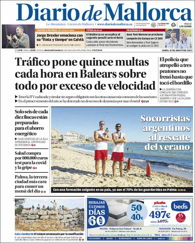 Portada de Diario de Mallorca (España)