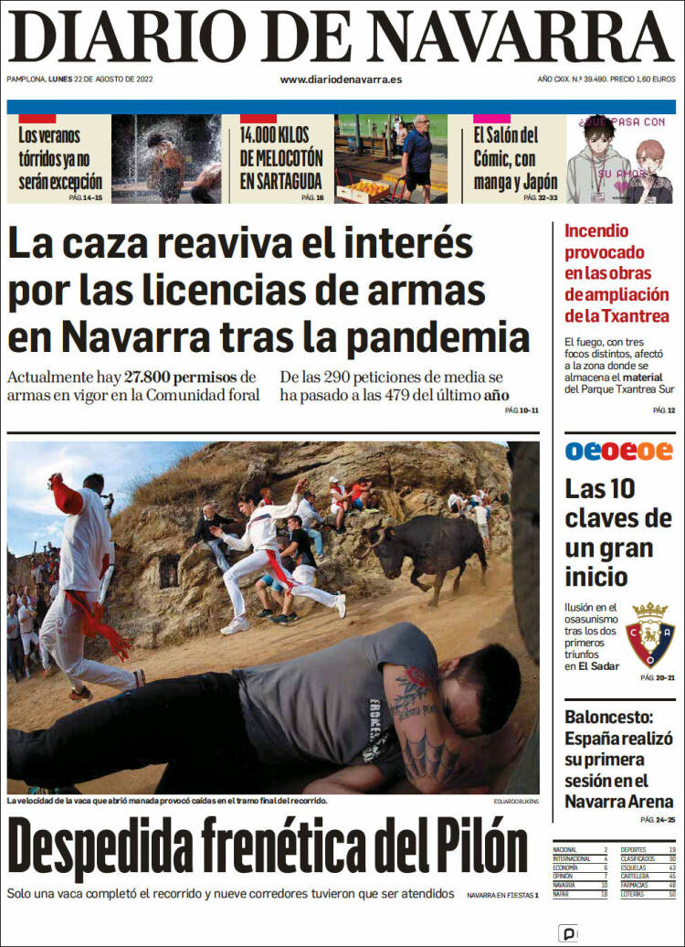 Portada de Diario de Navarra (España)