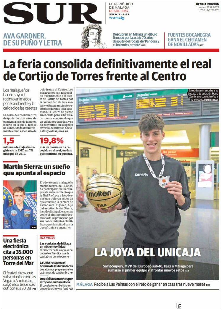 Portada de Diario el Sur (España)