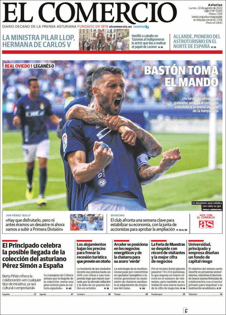 Portada de El Comercio (España)