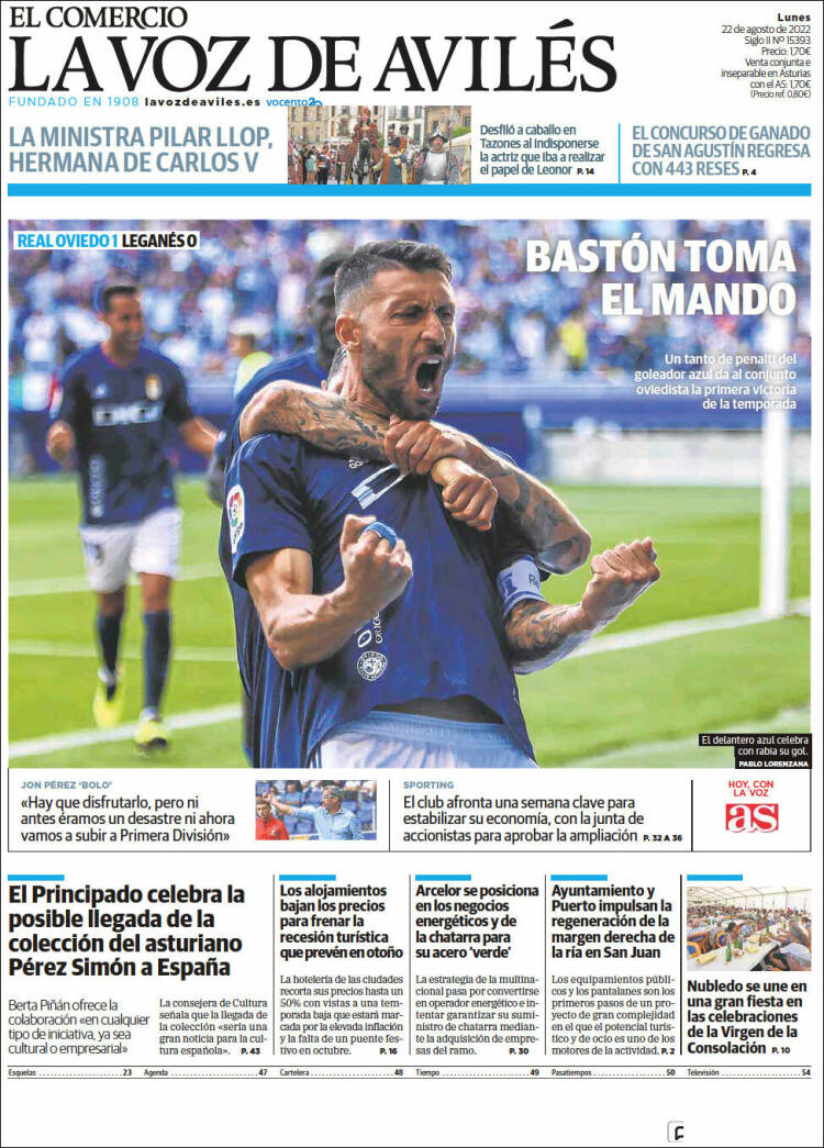 Portada de El Comercio - Avilés (España)