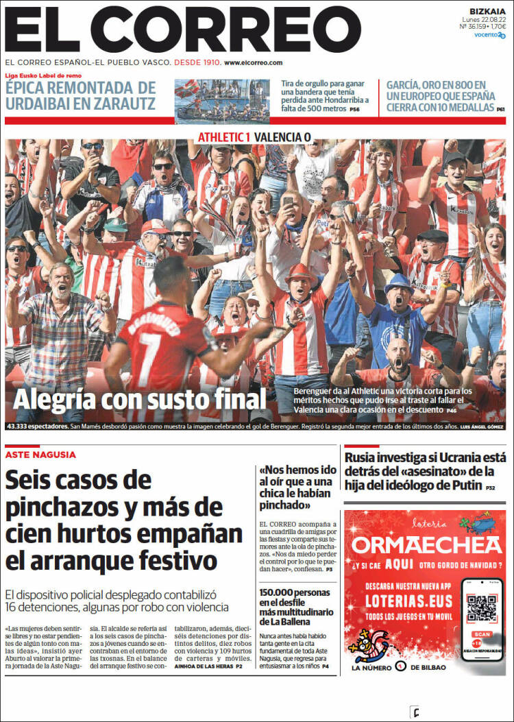 Portada de El Correo (España)