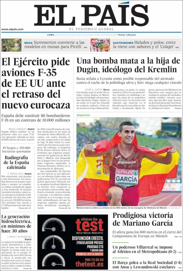 Portada de El País (España)