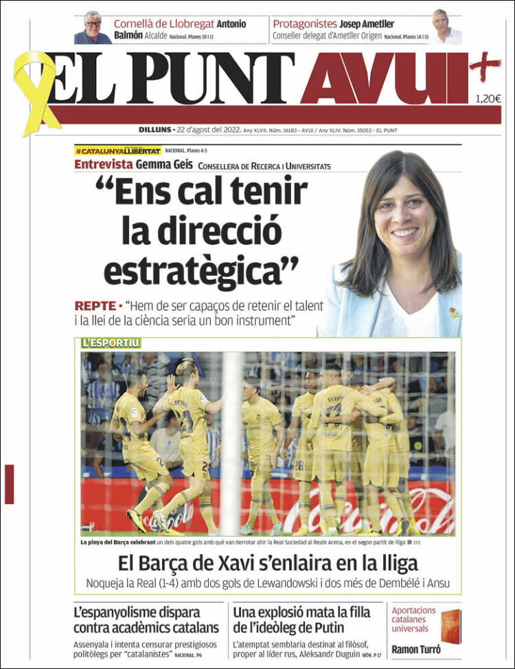 Portada de El Punt Avui (España)