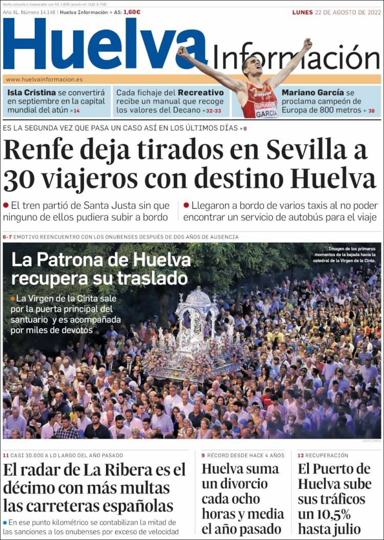 Portada de Huelva Información (España)