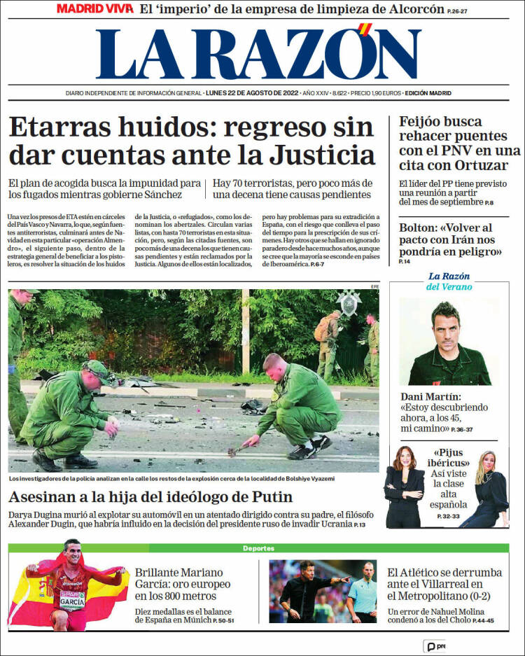 Portada de La Razón (España)