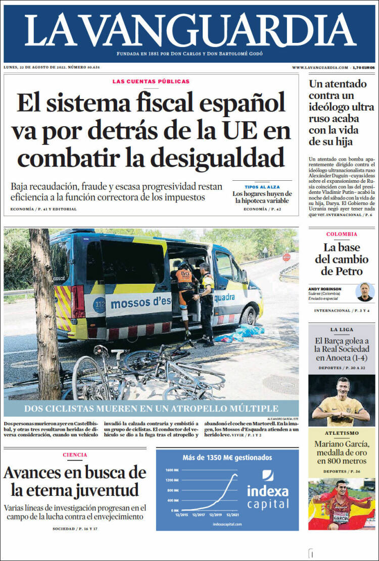 Portada de La Vanguardia (España)