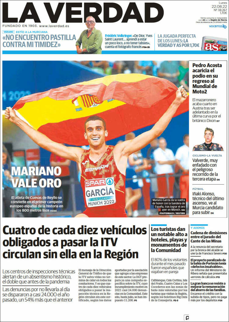 Portada de La Verdad de Murcia (España)