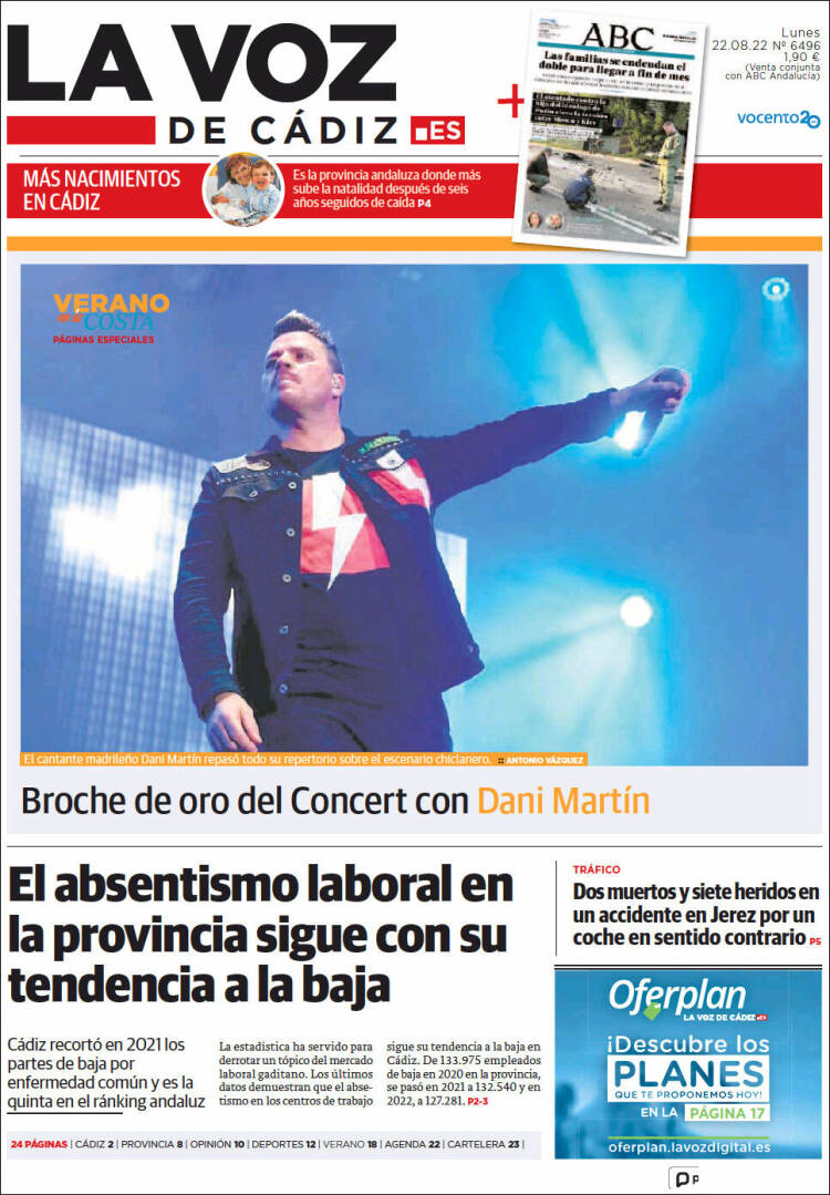 Portada de La Voz de Cádiz (España)