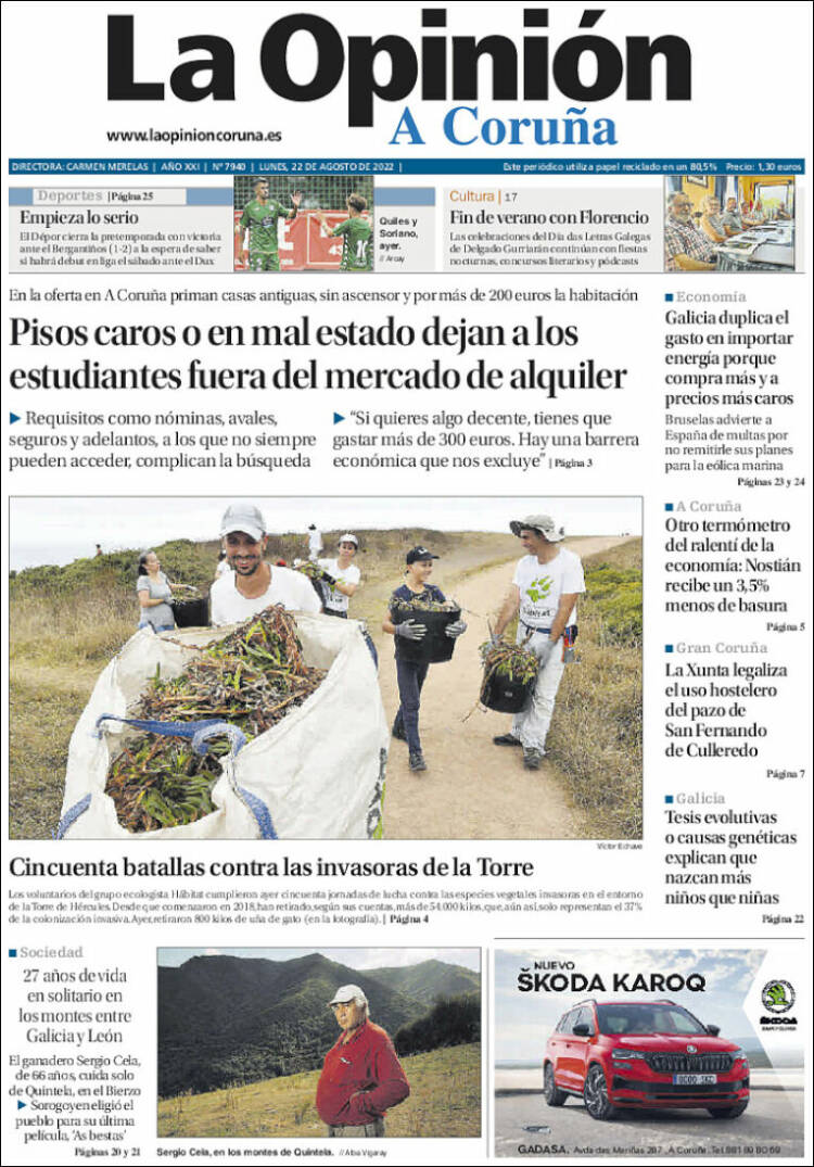 Portada de La Opinión de A Coruña (España)