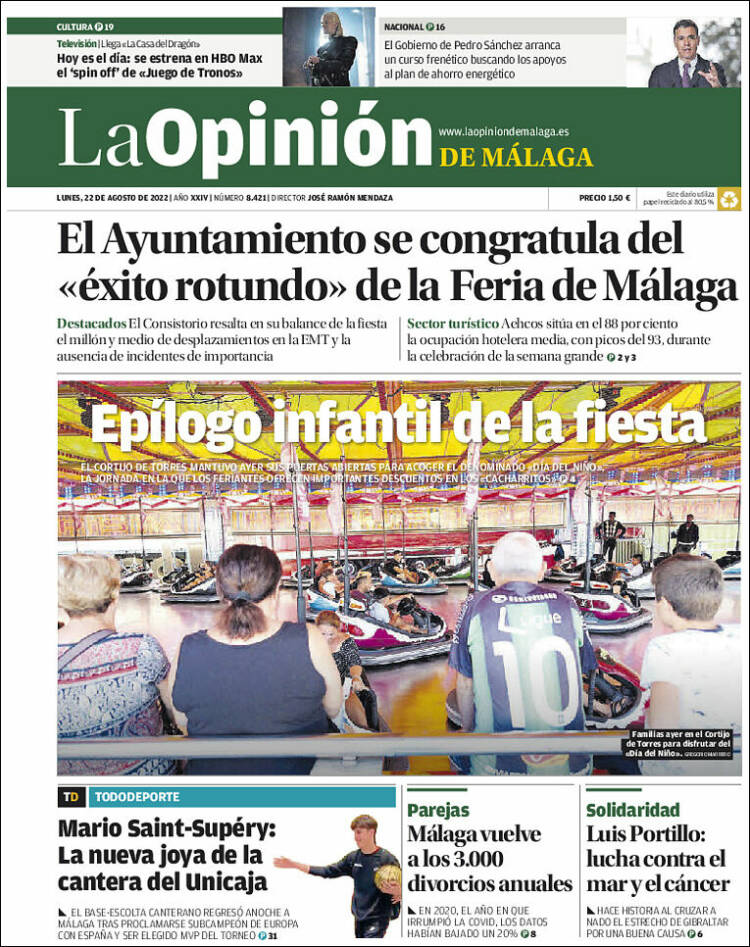 Portada de La Opinión de Málaga (España)