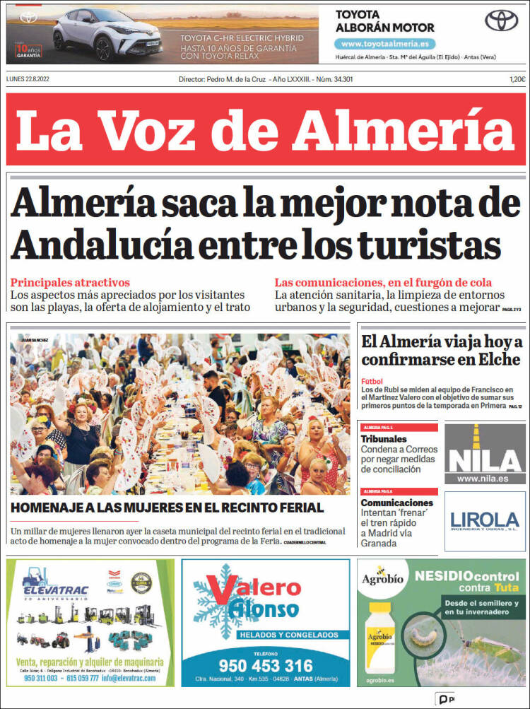 Portada de La Voz de Almería (España)