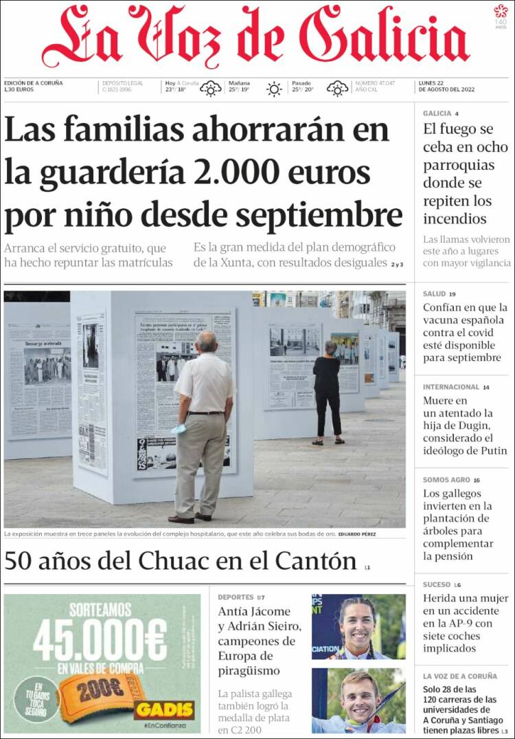 Portada de La Voz de Galicia (España)
