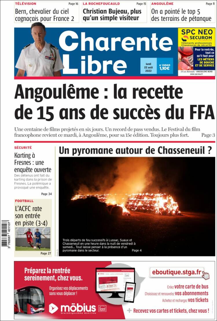 Portada de Charente Libre (Francia)