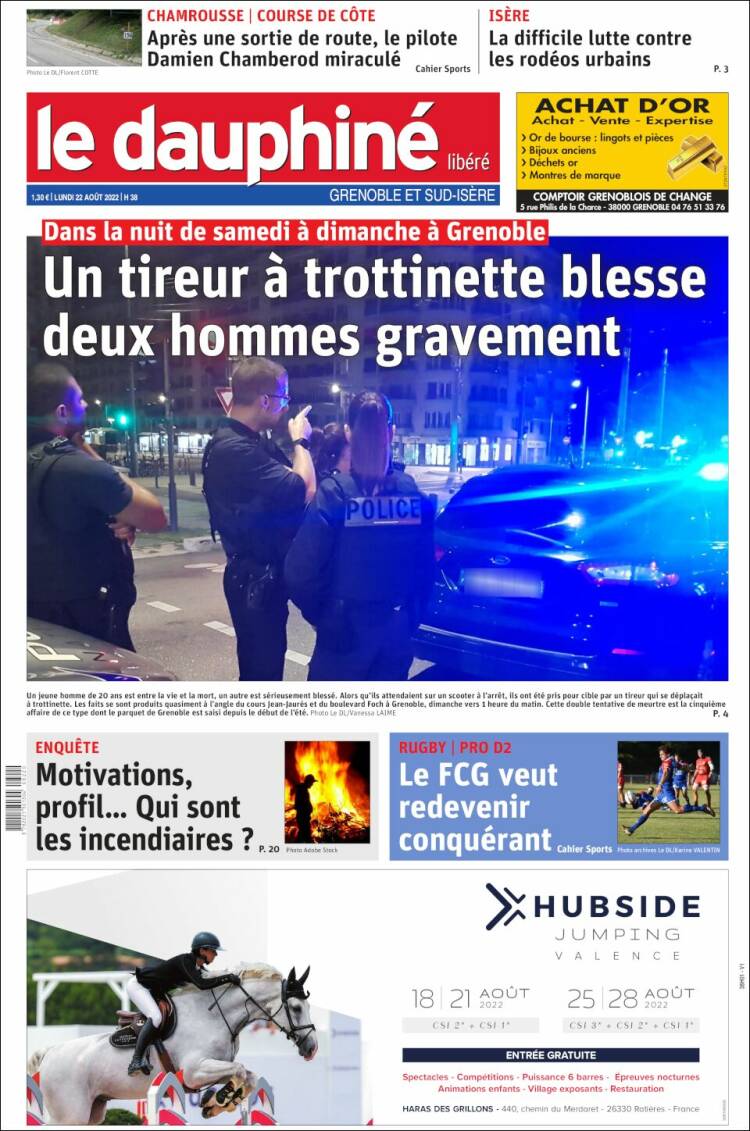 Portada de Le Dauphiné Libéré (Francia)