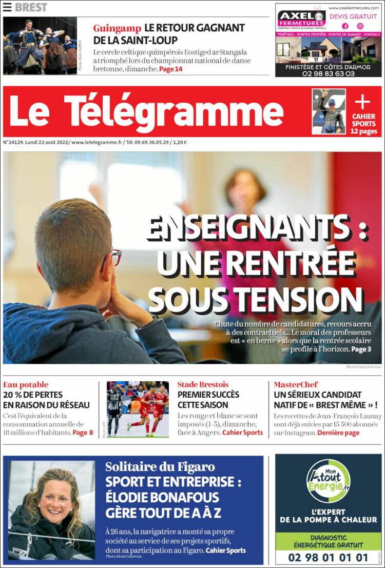Portada de Télégramme (Francia)