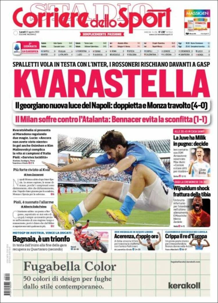 Portada de Corriere dello Sport (Italia)