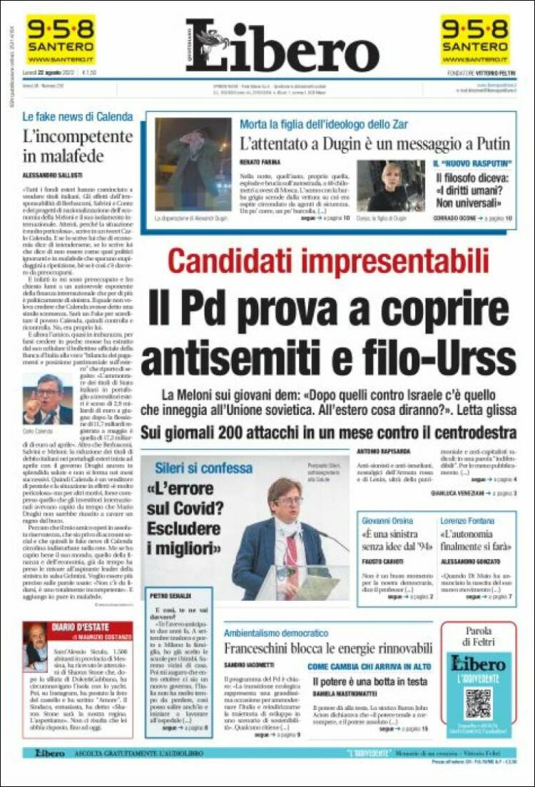 Portada de Libero (Italia)