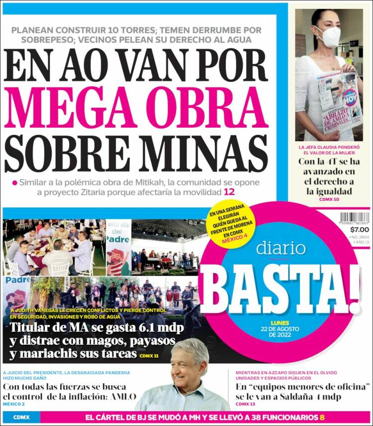 Portada de Diario Basta (Mexique)