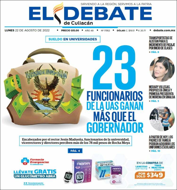 Portada de El Debate de Culiacán (Mexique)