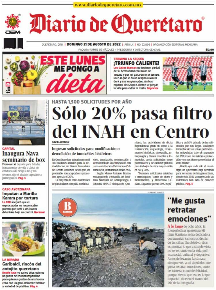 Portada de Diario de Querétaro (Mexique)