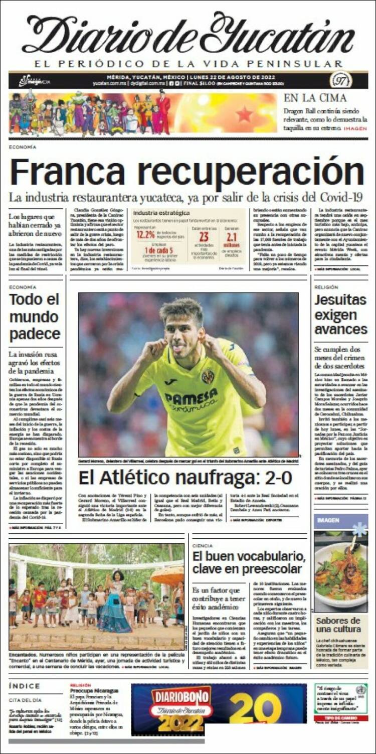 Portada de Diario de Yucatán (Mexique)