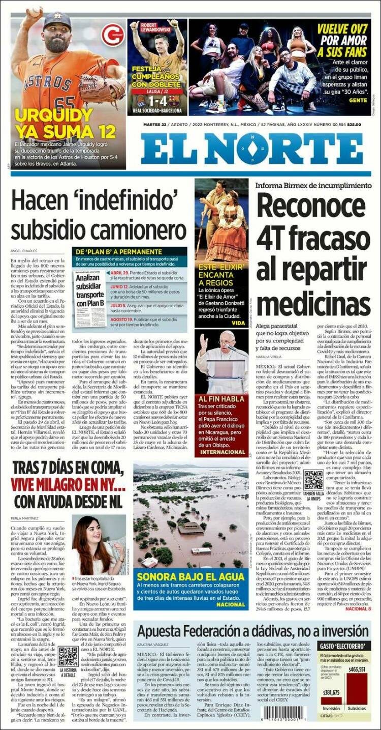 Portada de El Norte (Mexique)